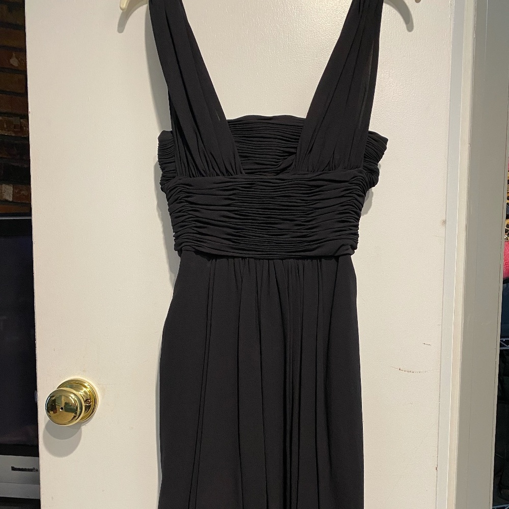 Oscar de la Renta black pleated silk chiffon dress